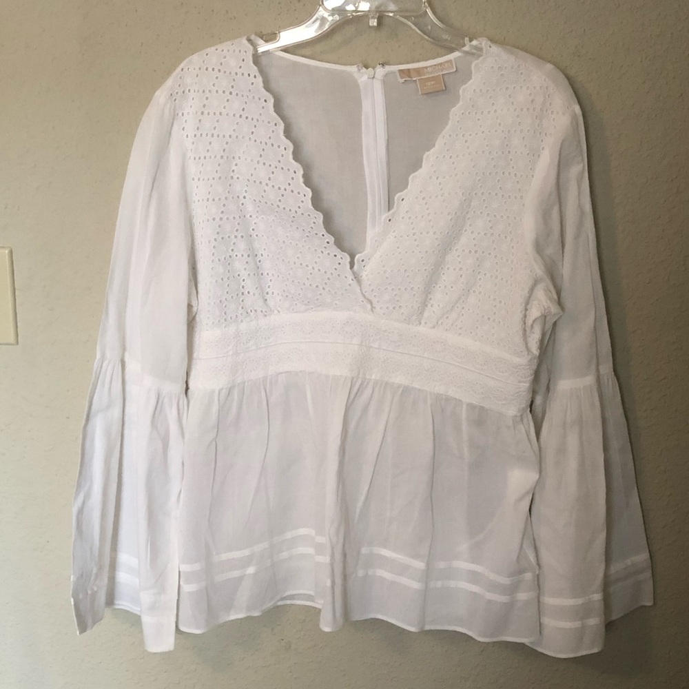 MICHAEL KORS White Cotton Embroidered Top